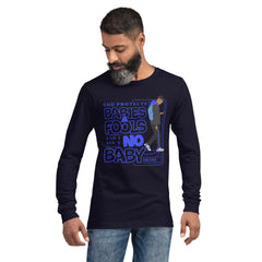 "God Protects Fools" Unisex Long Sleeve Tee (Man Version) | Blue