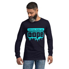 "Spiritual People" Unisex Long Sleeve Tee (Solid) | Cyan