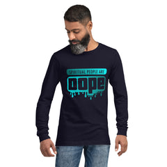 "Spiritual People" Unisex Long Sleeve Tee (Gradient) | Cyan/Turquoise