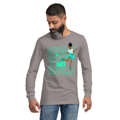 "God Protects Fools" Unisex Long Sleeve Tee (Woman Version) | Cyan