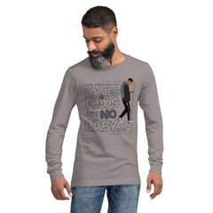 "God Protects Fools" Unisex Long Sleeve Tee (Man Version) | Gray