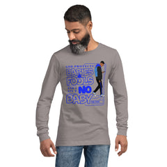 "God Protects Fools" Unisex Long Sleeve Tee (Man Version) | Blue