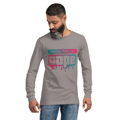 "Spiritual People" Unisex Long Sleeve Tee (Gradient) | Teal/Pink