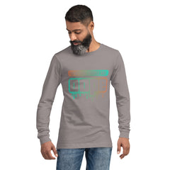 "Spiritual People" Unisex Long Sleeve Tee (Gradient) | Tan/Teal