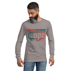 "Spiritual People" Unisex Long Sleeve Tee (Gradient) | Orange/Turquoise