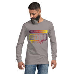 "Spiritual People" Unisex Long Sleeve Tee (Gradient) | Burgundy/Yellow