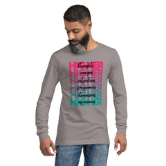 "Higher" Unisex Long Sleeve Tee (Black) | Pink/Turquoise