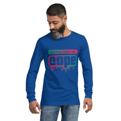 "Spiritual People" Unisex Long Sleeve Tee (Gradient) | Teal/Pink