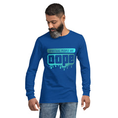 "Spiritual People" Unisex Long Sleeve Tee (Gradient) | Cyan/Turquoise