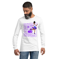 "God Protects Fools" Unisex Long Sleeve Tee (Woman Version) | Purple