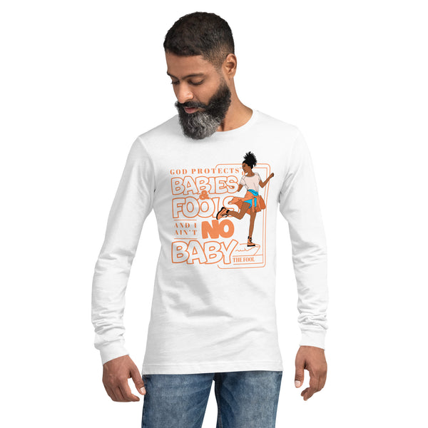 "God Protects Fools" Unisex Long Sleeve Tee (Woman Version) | Peach