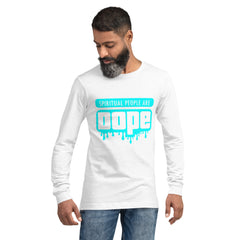 "Spiritual People" Unisex Long Sleeve Tee (Solid) | Cyan