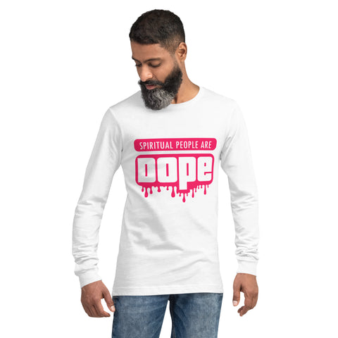 "Spiritual People" Unisex Long Sleeve Tee (Solid) | Pink