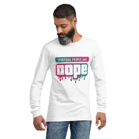 "Spiritual People" Unisex Long Sleeve Tee (Gradient) | Teal/Pink