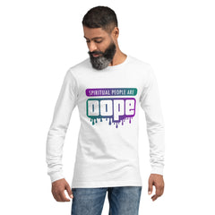 "Spiritual People" Unisex Long Sleeve Tee (Gradient) | Teal/Purple