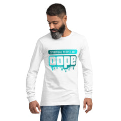 "Spiritual People" Unisex Long Sleeve Tee (Gradient) | Cyan/Turquoise