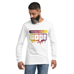 "Spiritual People" Unisex Long Sleeve Tee (Gradient) | Burgundy/Yellow