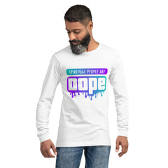 "Spiritual People" Unisex Long Sleeve Tee (Gradient) | Cyan/Purple