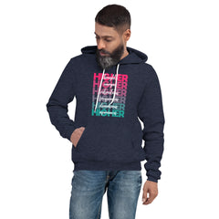 "Higher" Unisex Hoodie (White) | Pink/Turquoise