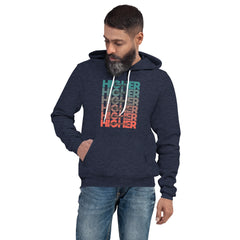 "Higher" Unisex Hoodie (Black) | Turquoise/Orange