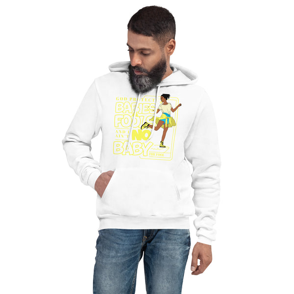 "God Protects Fools" Unisex Hoodie (Woman Version) | Yellow