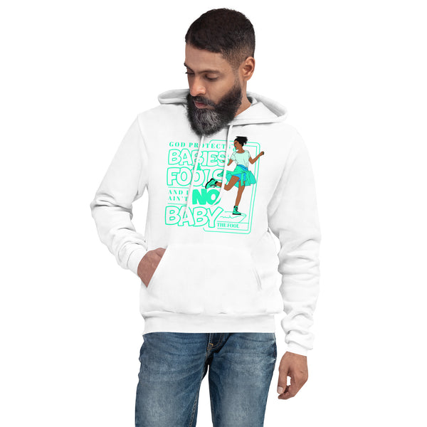 "God Protects Fools" Unisex Hoodie (Woman Version) | Cyan