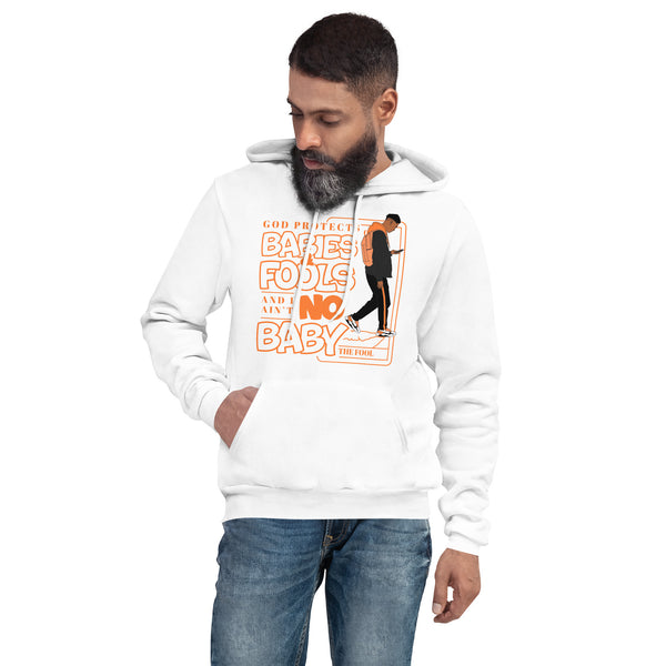 "God Protects Fools" Unisex Hoodie (Man Version) | Orange