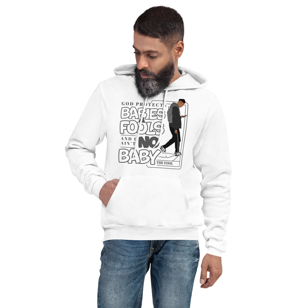 "God Protects Fools" Unisex Hoodie (Man Version) | Gray