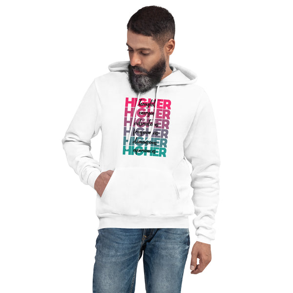 "Higher" Unisex Hoodie (Black) | Pink/Turquoise