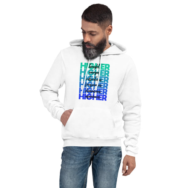 "Higher" Unisex Hoodie (Black) | Turquoise/Blue