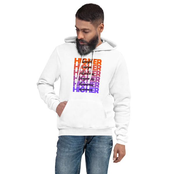 "Higher" Unisex Hoodie (Black) | Orange/Purple