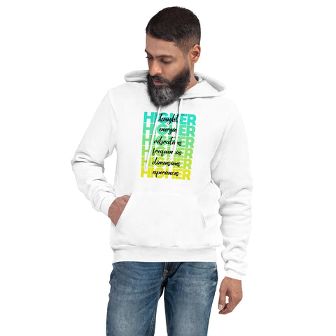 "Higher" Unisex Hoodie (Black) | Cyan/Yellow