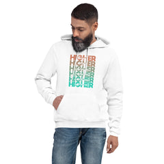 "Higher" Unisex Hoodie (White) | Beige/Cyan