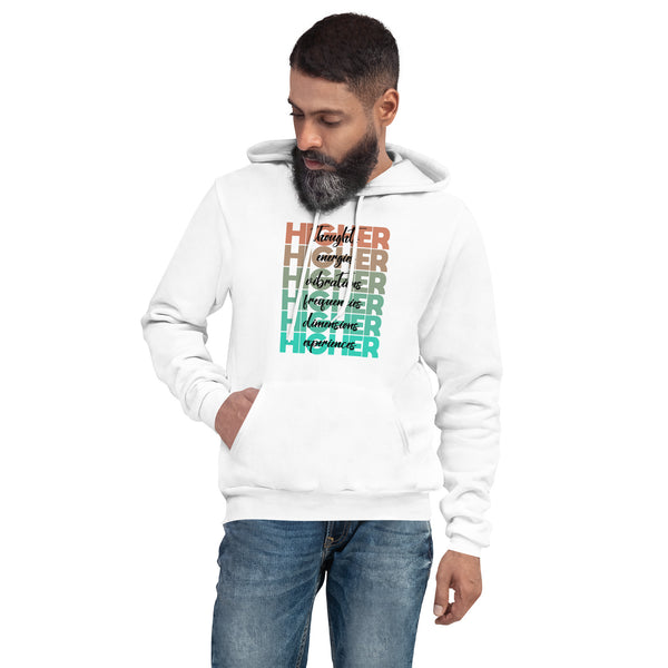 "Higher" Unisex Hoodie (Black) | Beige/Cyan