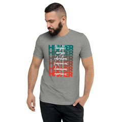 "Higher" Unisex T-Shirt (White) | Turquoise/Orange