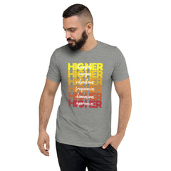 "Higher" Unisex T-Shirt (White) | Yellow/Burgundy