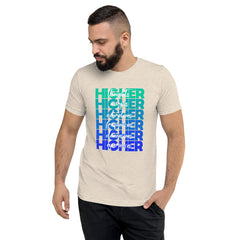 "Higher" Unisex T-Shirt (White) | Turquoise/Blue