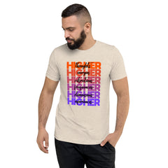 "Higher" Unisex T-Shirt (Black) | Orange/Purple