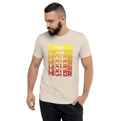 "Higher" Unisex T-Shirt (White) | Yellow/Burgundy