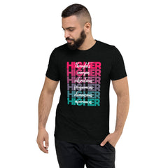 "Higher" Unisex T-Shirt (White) | Pink/Turquoise