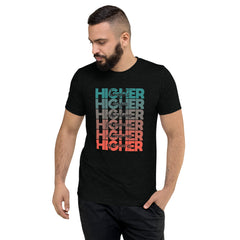 "Higher" Unisex T-Shirt (Black) | Turquoise/Orange