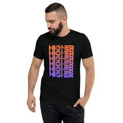 "Higher" Unisex T-Shirt (Black) | Orange/Purple