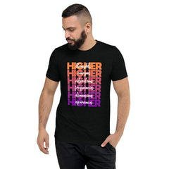 "Higher" Unisex T-Shirt (White) | Orange/Purple