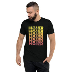 "Higher" Unisex T-Shirt (Black) | Yellow/Burgundy