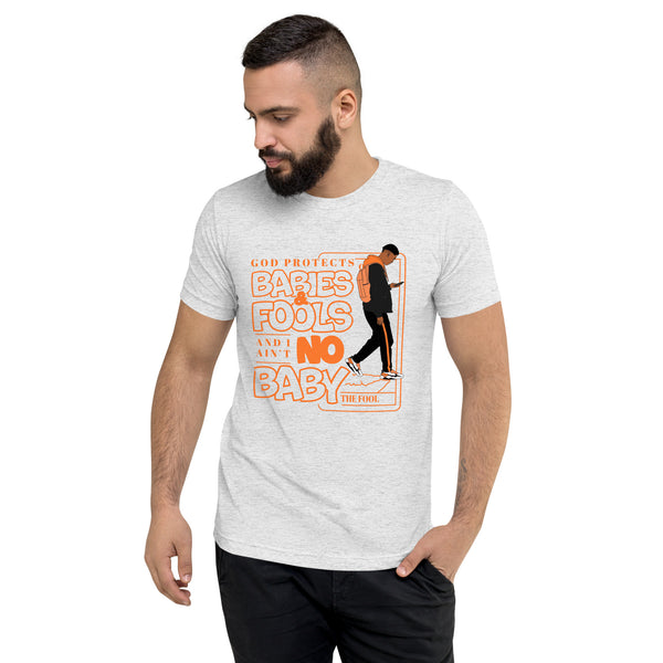 "God Protects Fools" Unisex T-Shirt (Man Version) | Orange