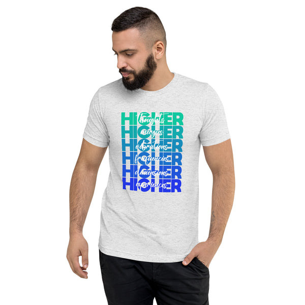 "Higher" Unisex T-Shirt (White) | Turquoise/Blue