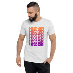 "Higher" Unisex T-Shirt (White) | Orange/Purple