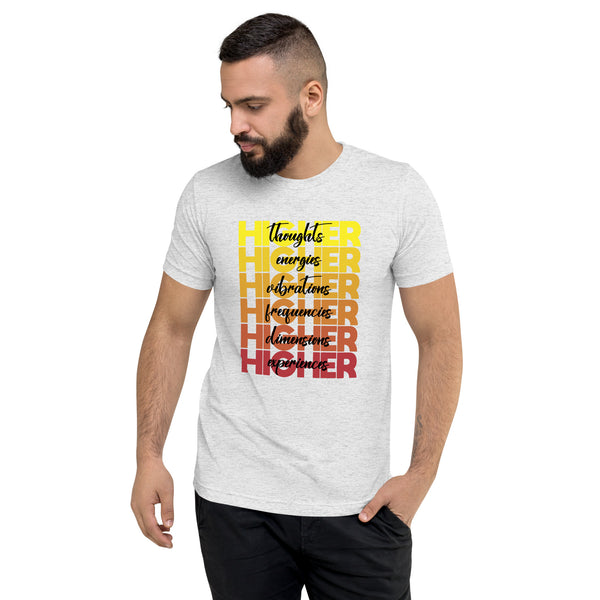 "Higher" Unisex T-Shirt (Black) | Yellow/Burgundy