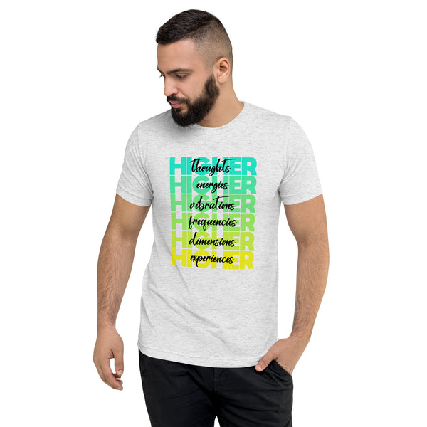 "Higher" Unisex T-Shirt (Black) | Cyan/Yellow