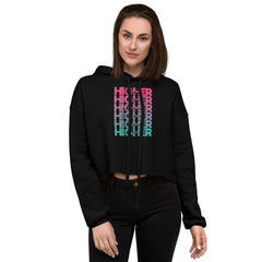 "Higher" Crop Hoodie (Black) | Pink/Turquoise